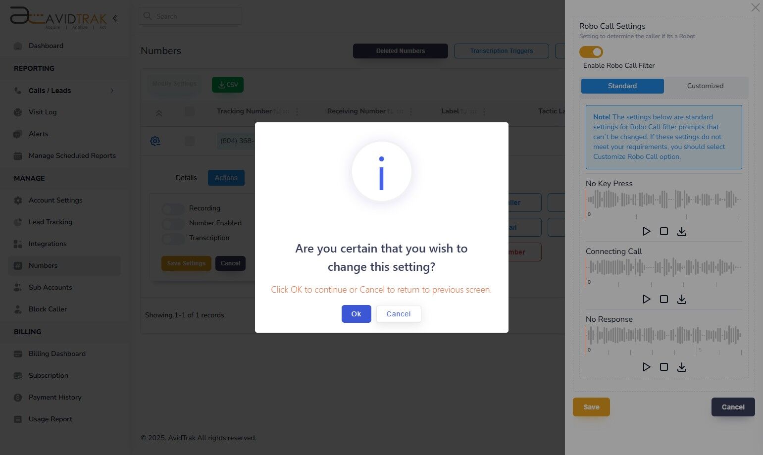 Avidtrak Robo Call Filter