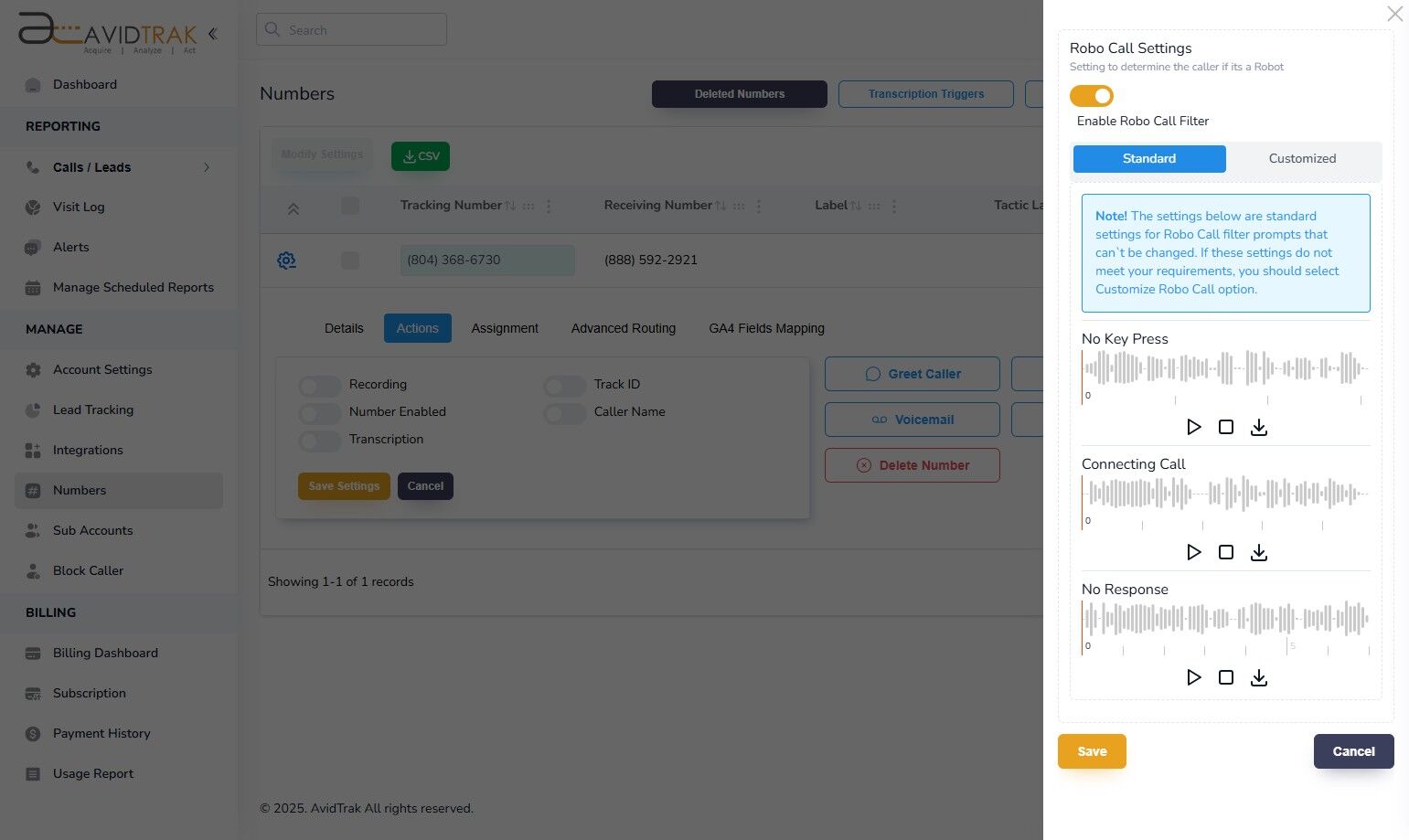 Avidtrak Robo Call Filter