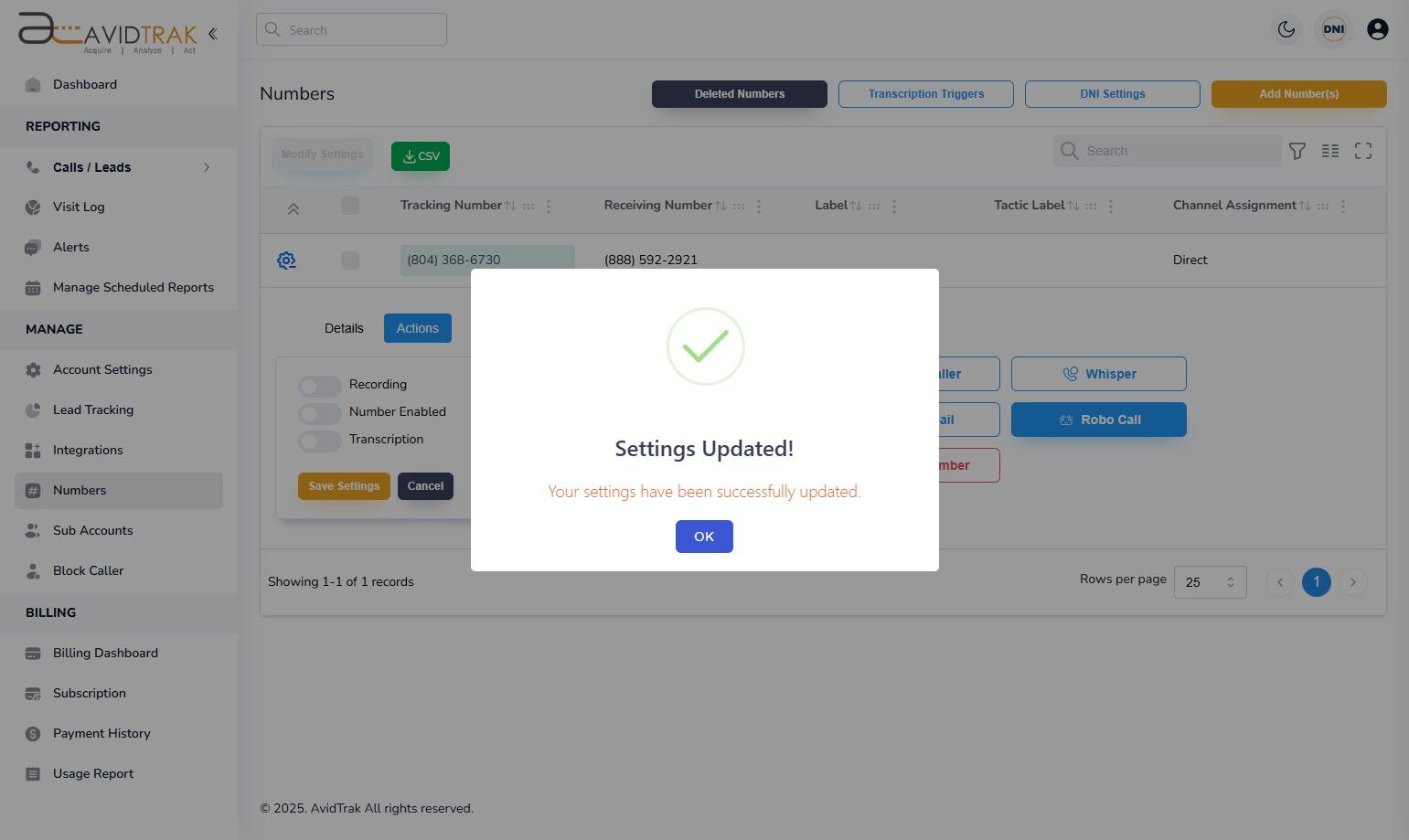 Avidtrak Robo Call Filter