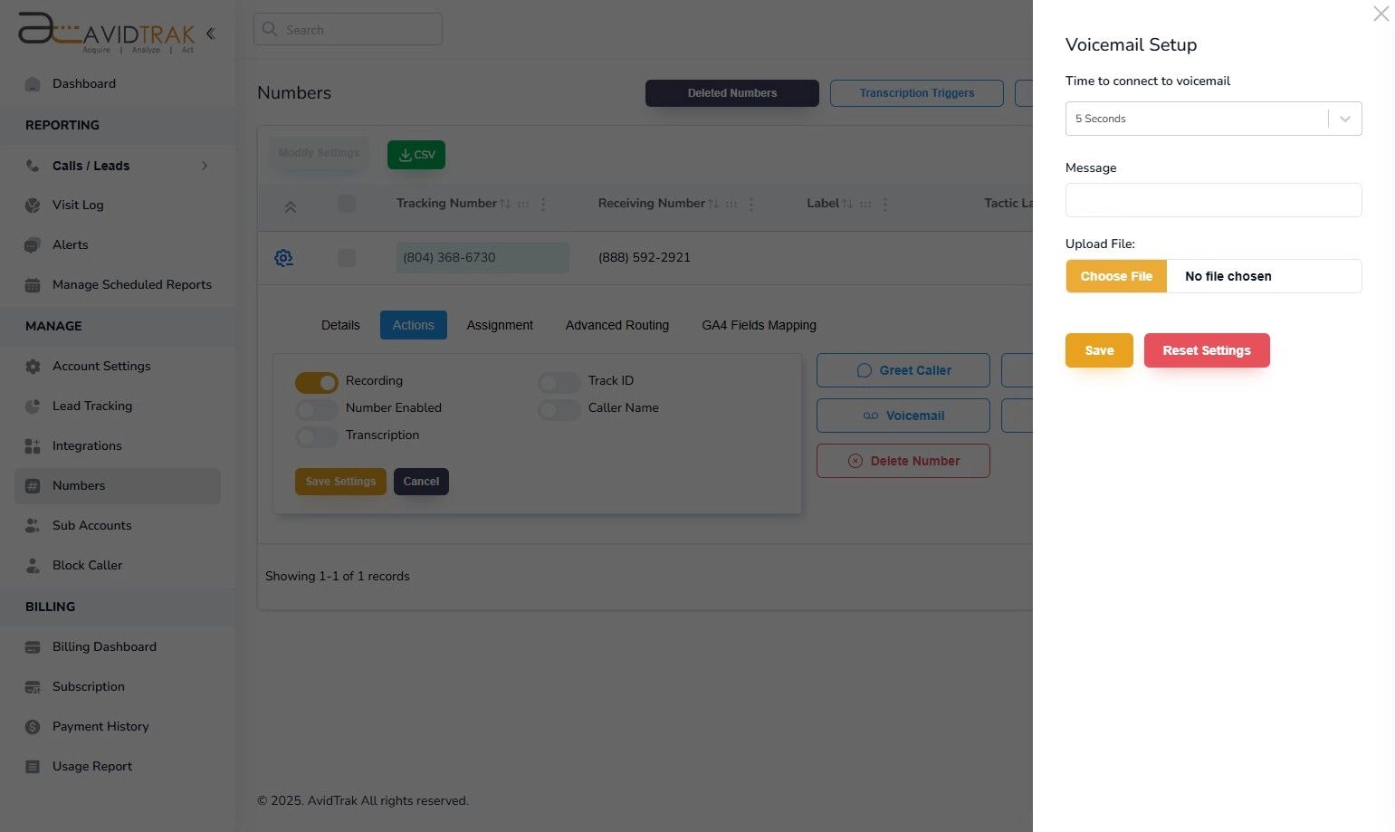 Avidtrak Voicemail
