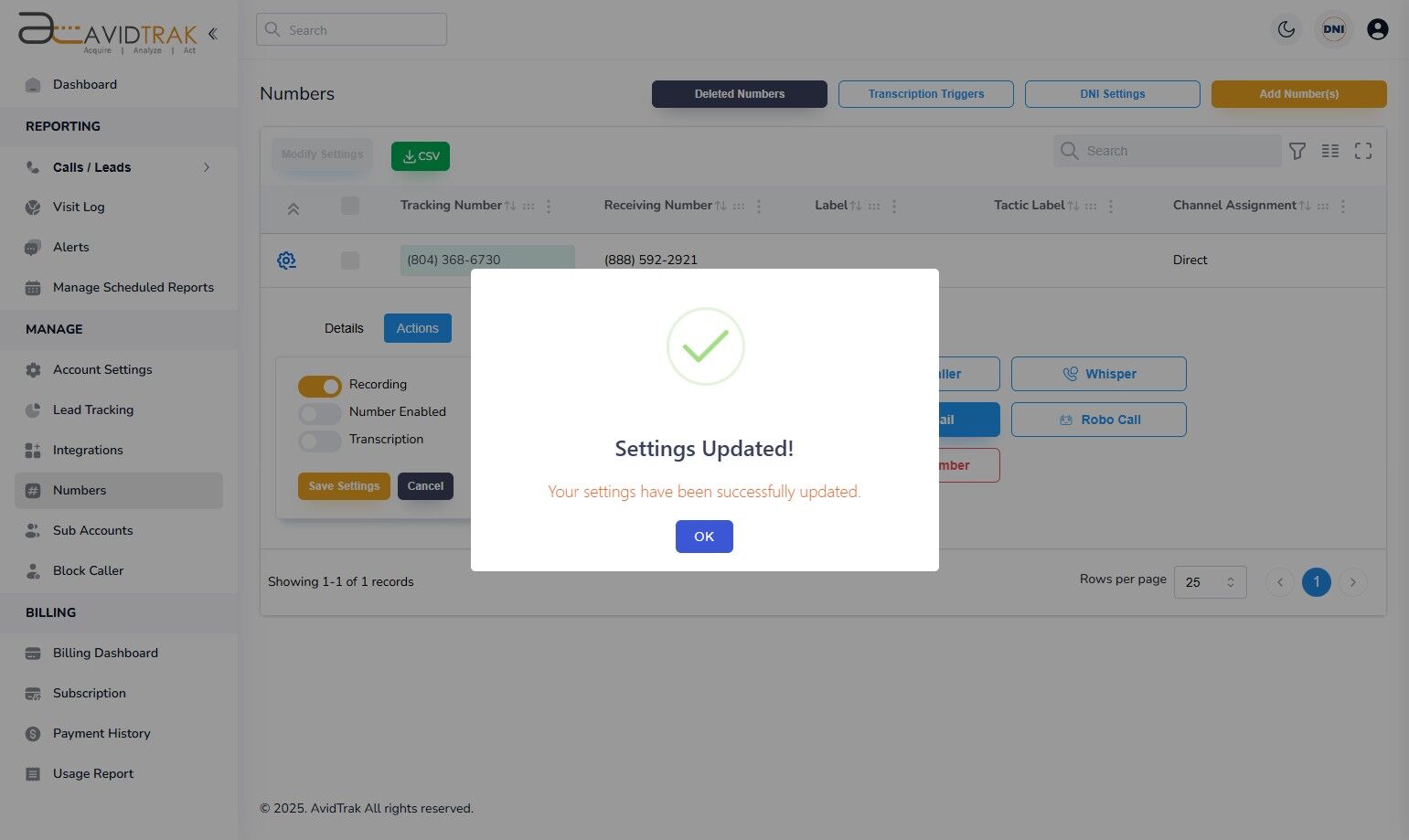Avidtrak Voicemail