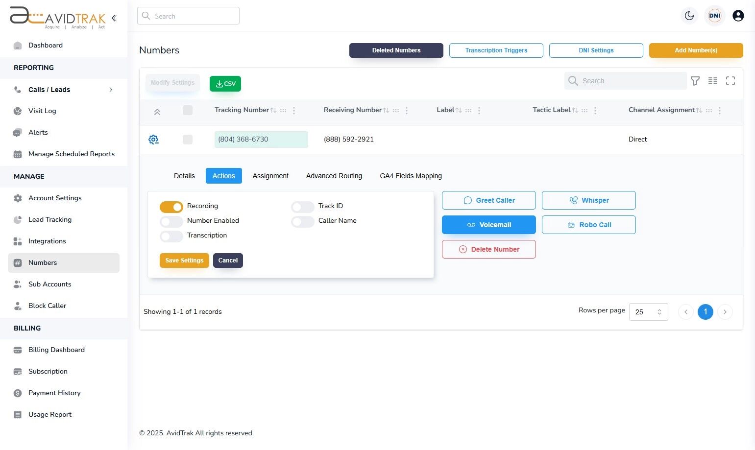 Avidtrak Voicemail