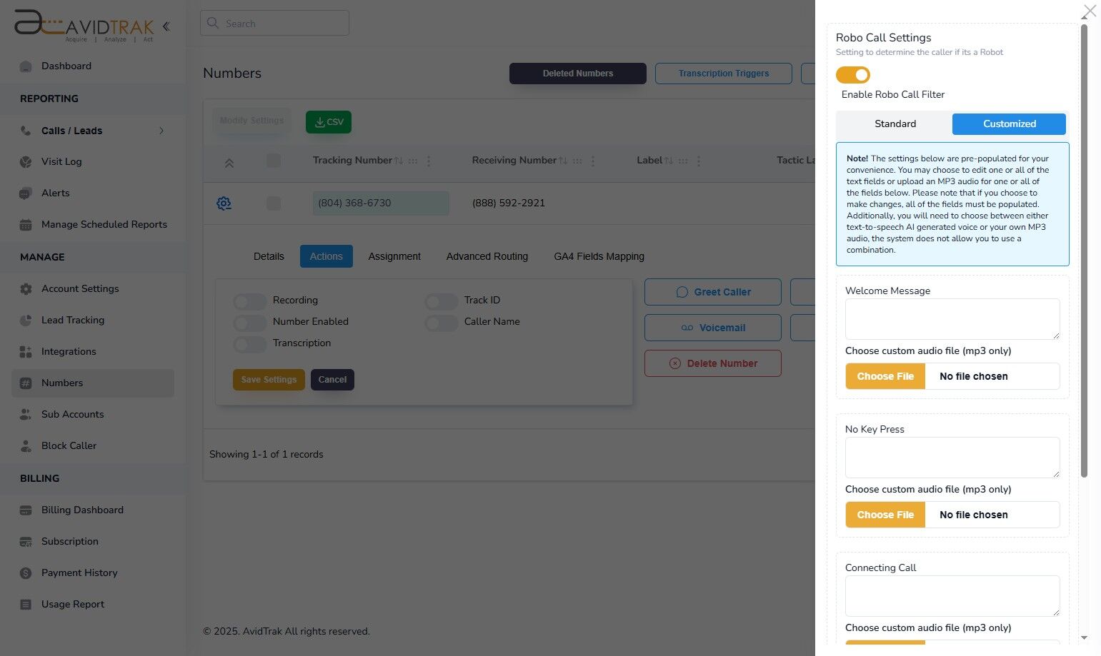Avidtrak Robo Call Filter