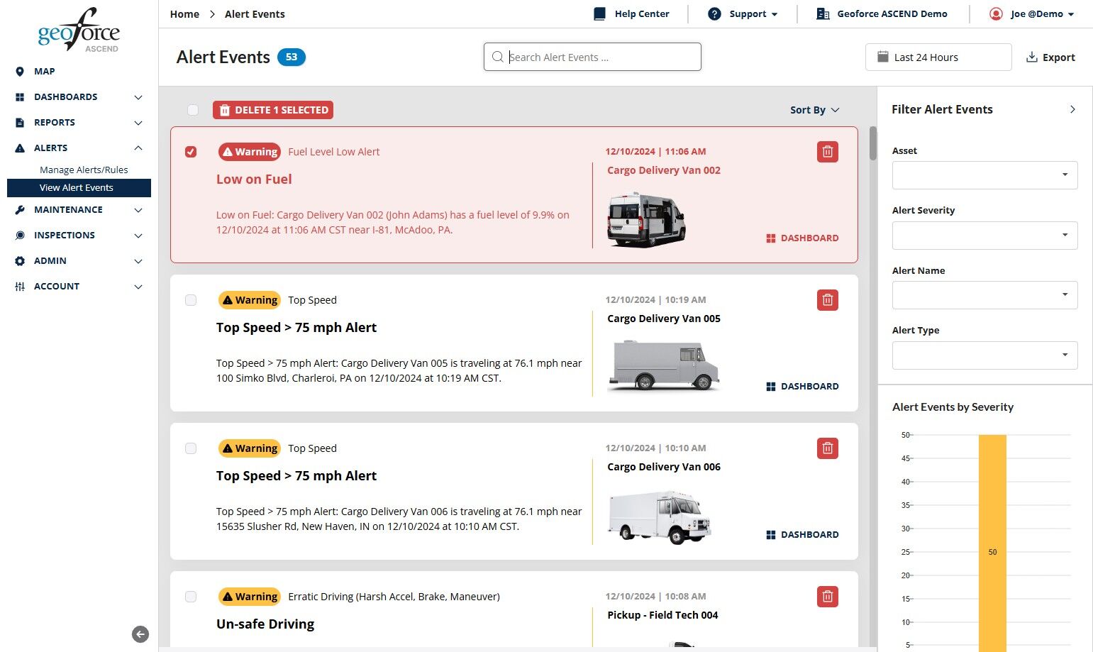 View Alert Events – Geoforce