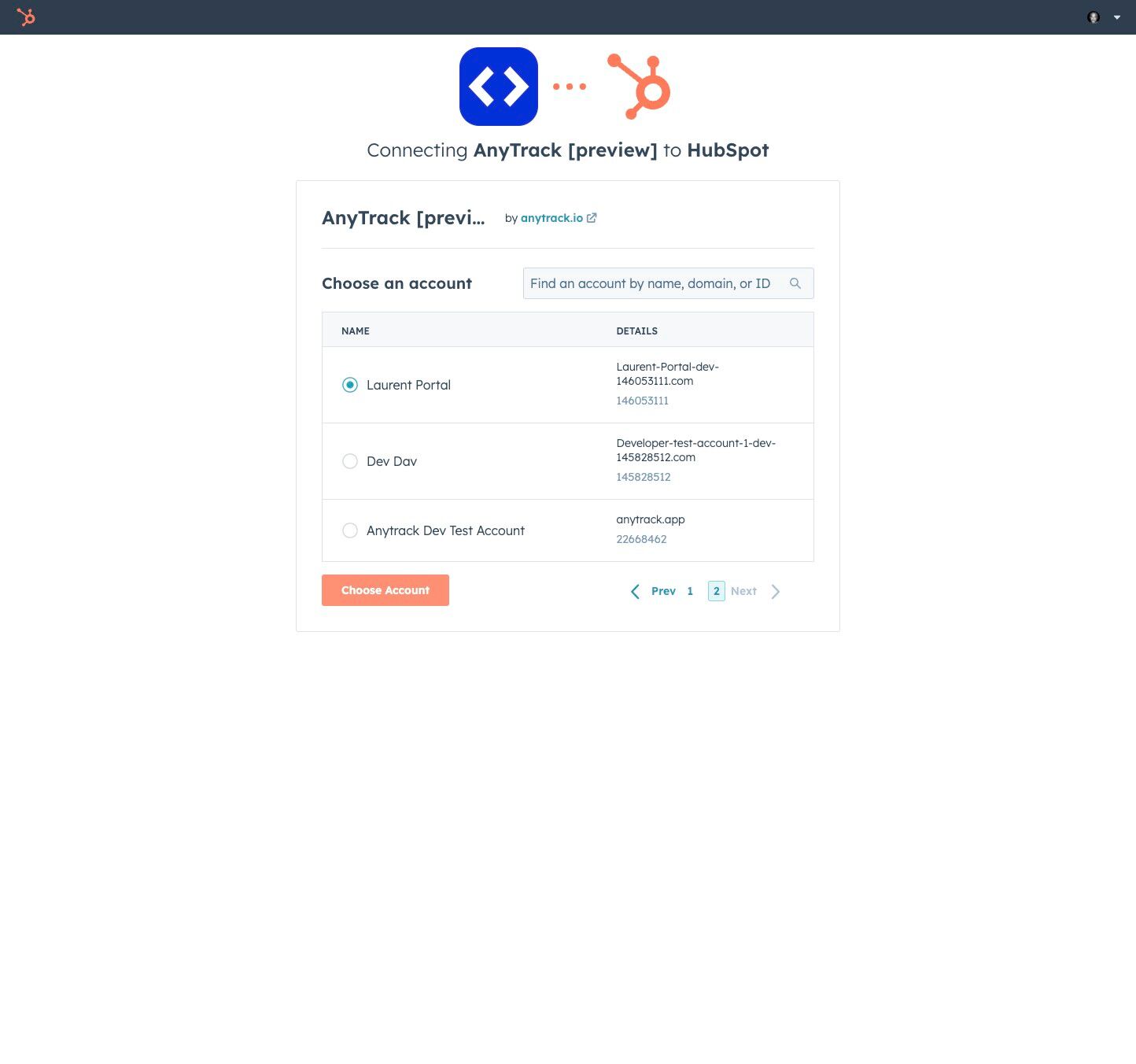 Choose HubSpot Account – Step 6