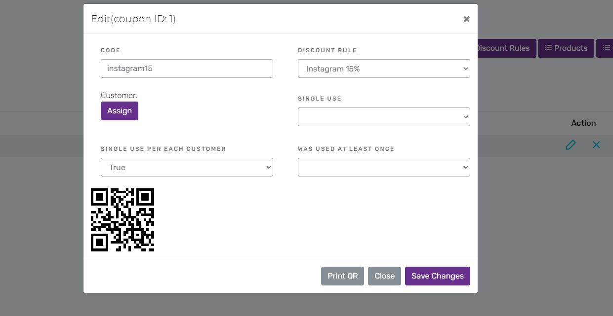 QR code print/save options