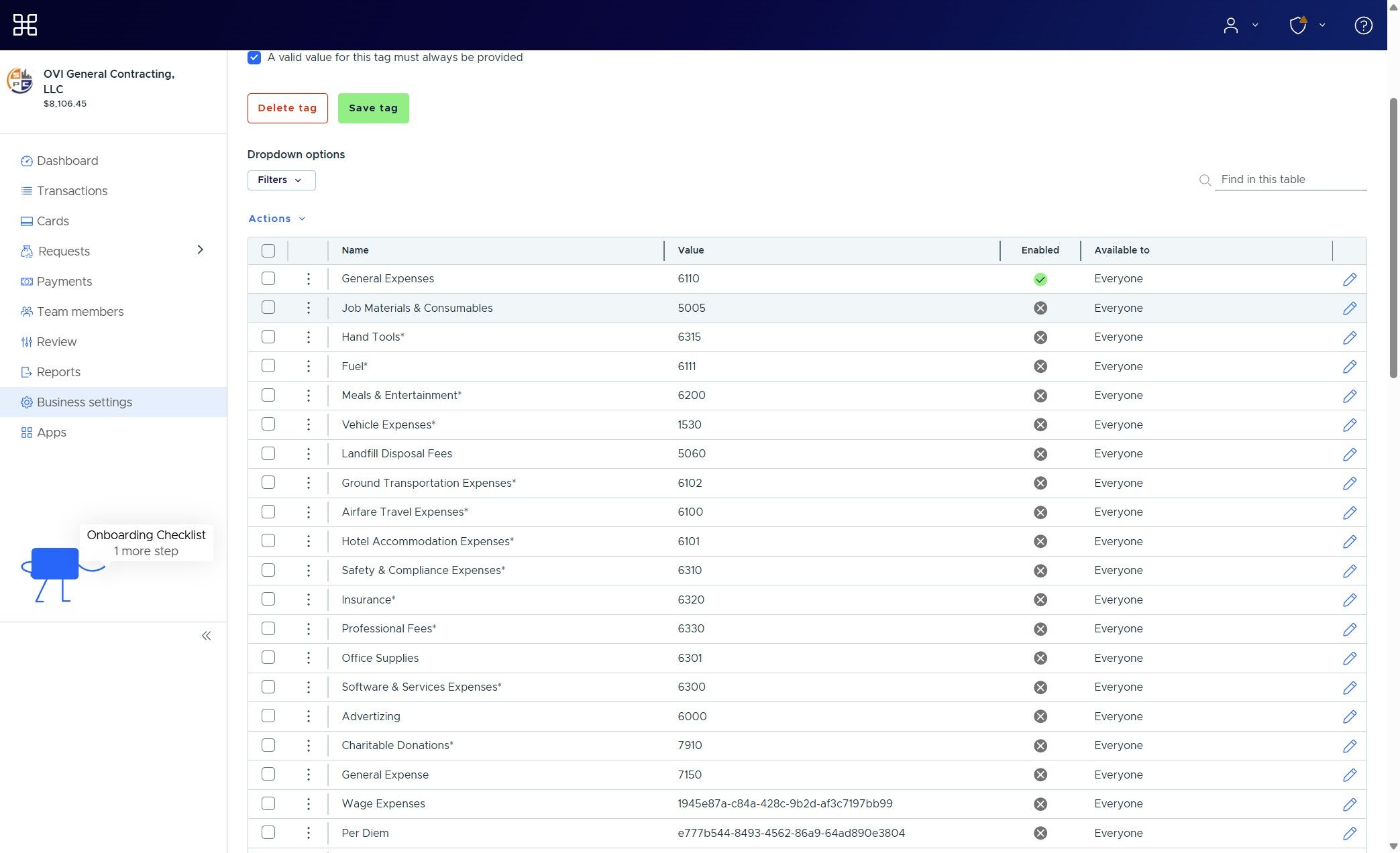 Select multiple tags
