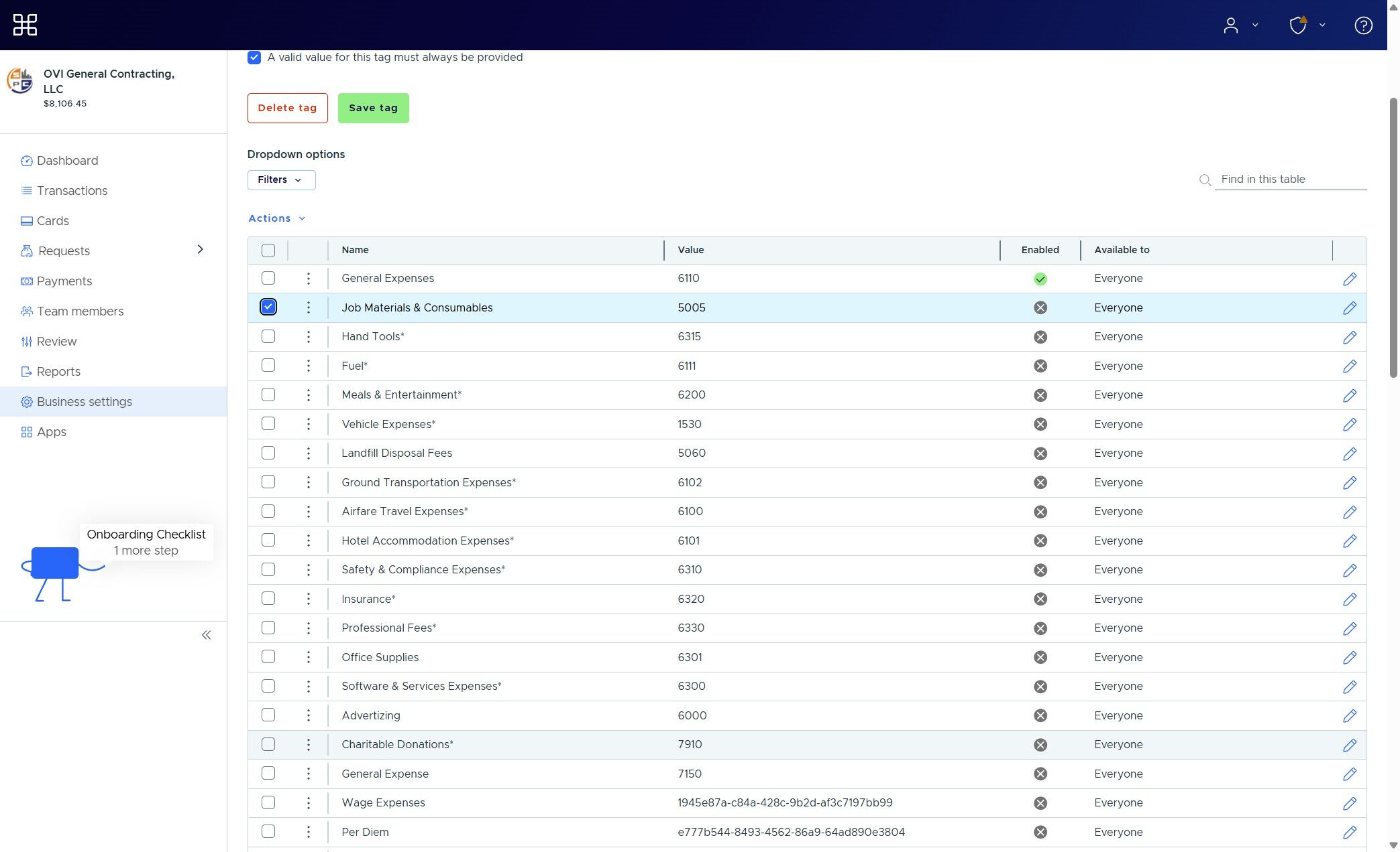 Avoid duplicate General Expense tag