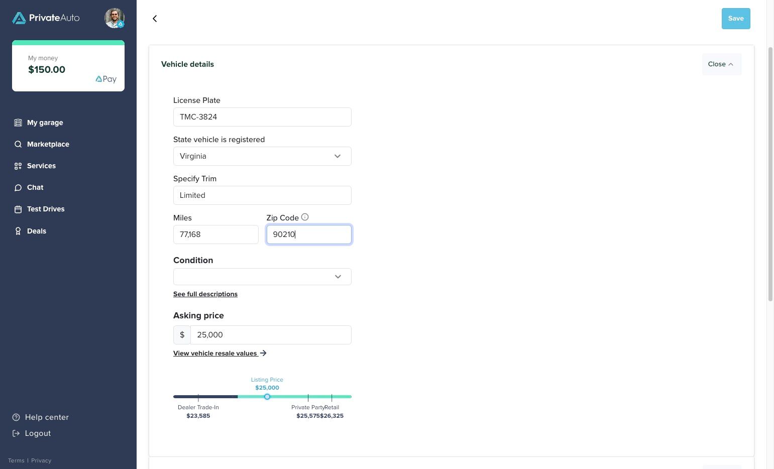 Top-right corner of the editor with 'Save' button highlighted