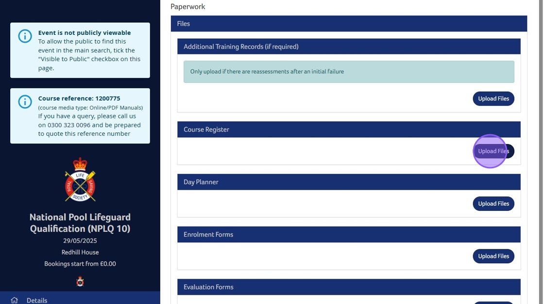 How To Upload Course Paperwork to Courses/Assessments
