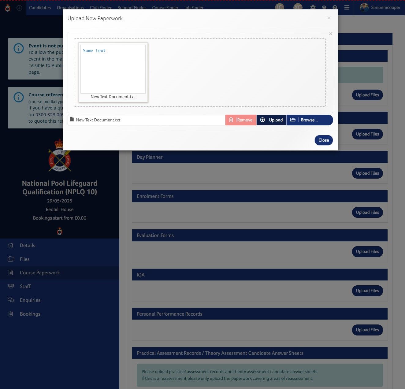 How To Upload Course Paperwork to Courses/Assessments