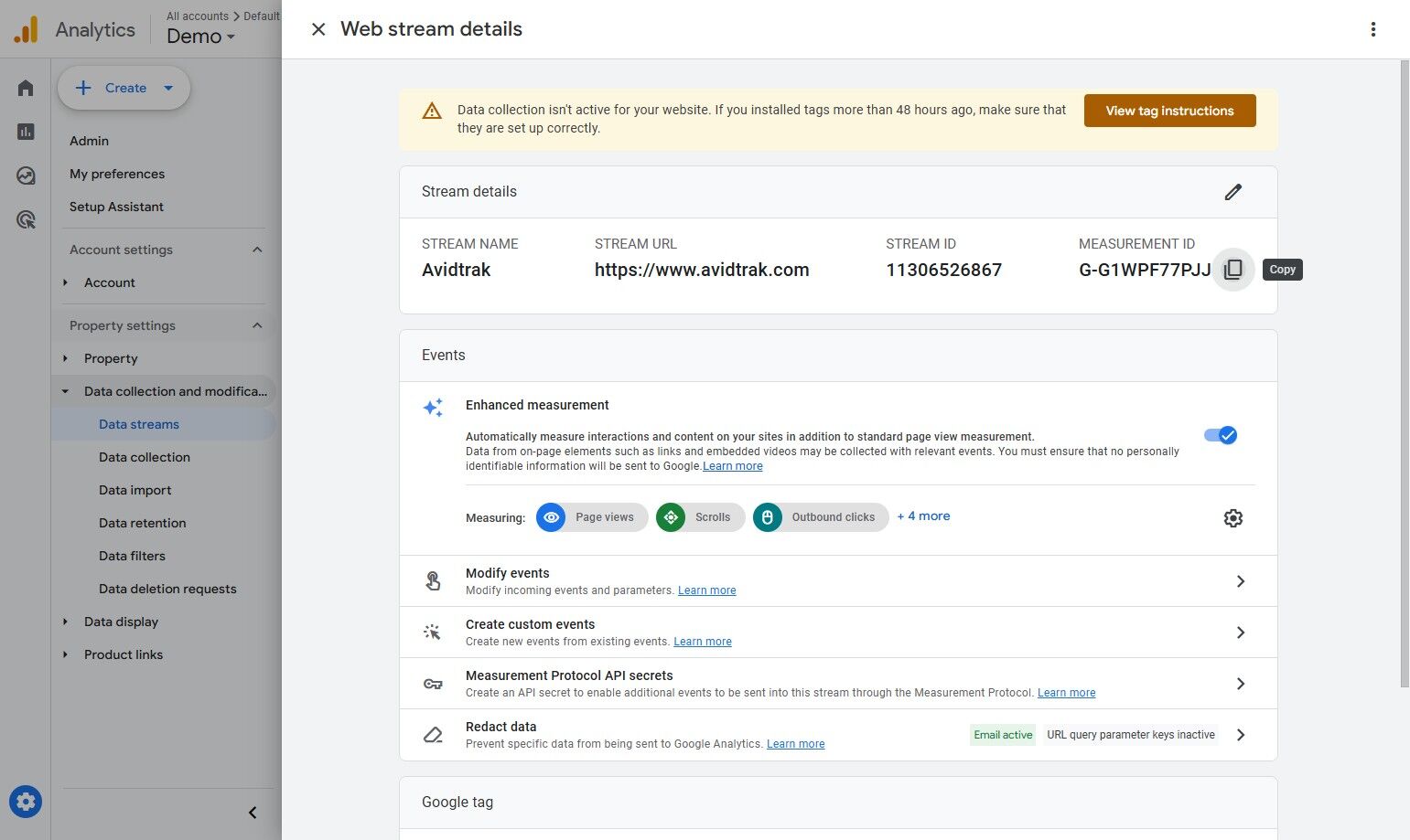 Google Analytics GA-4 Integration in AvidTrak