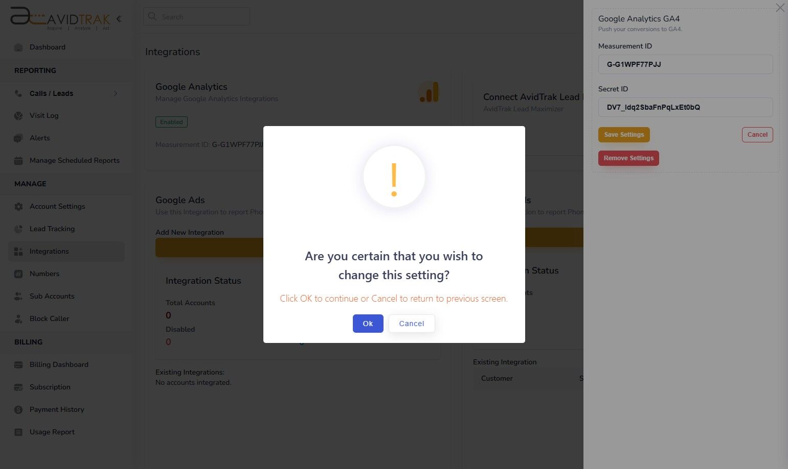 Google Analytics GA-4 Integration in AvidTrak
