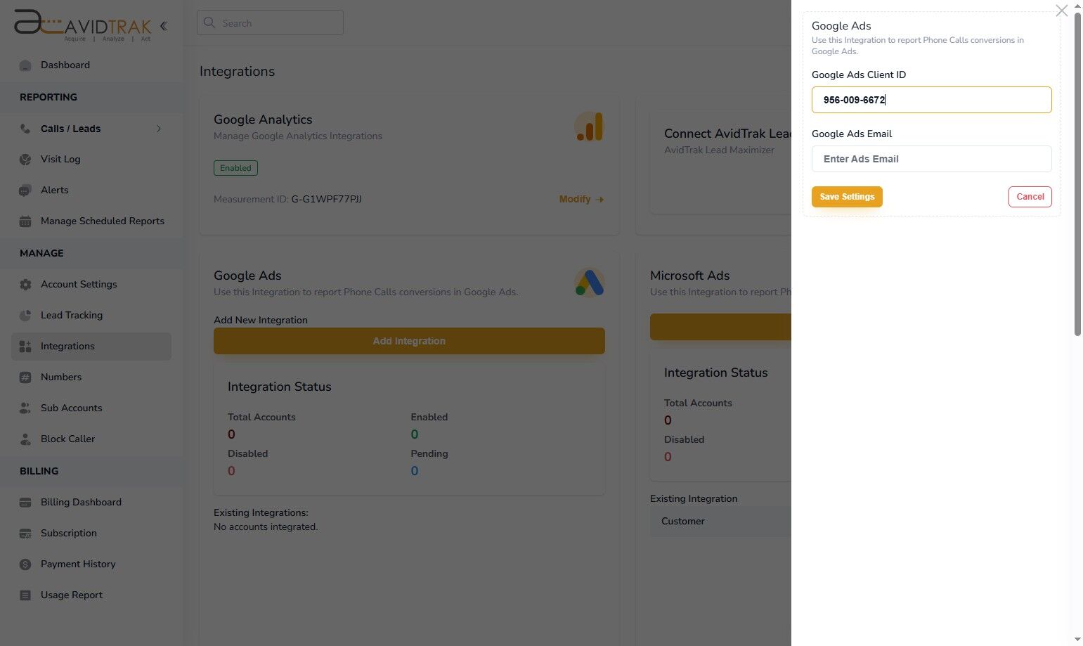 AvidTrak Google Ads Integrations
