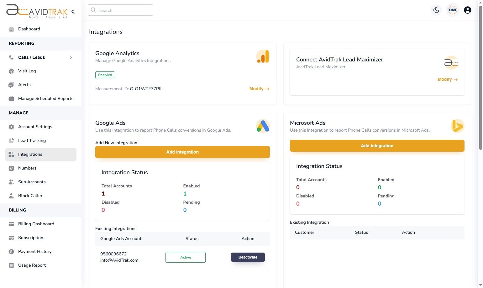 AvidTrak Google Ads Integrations