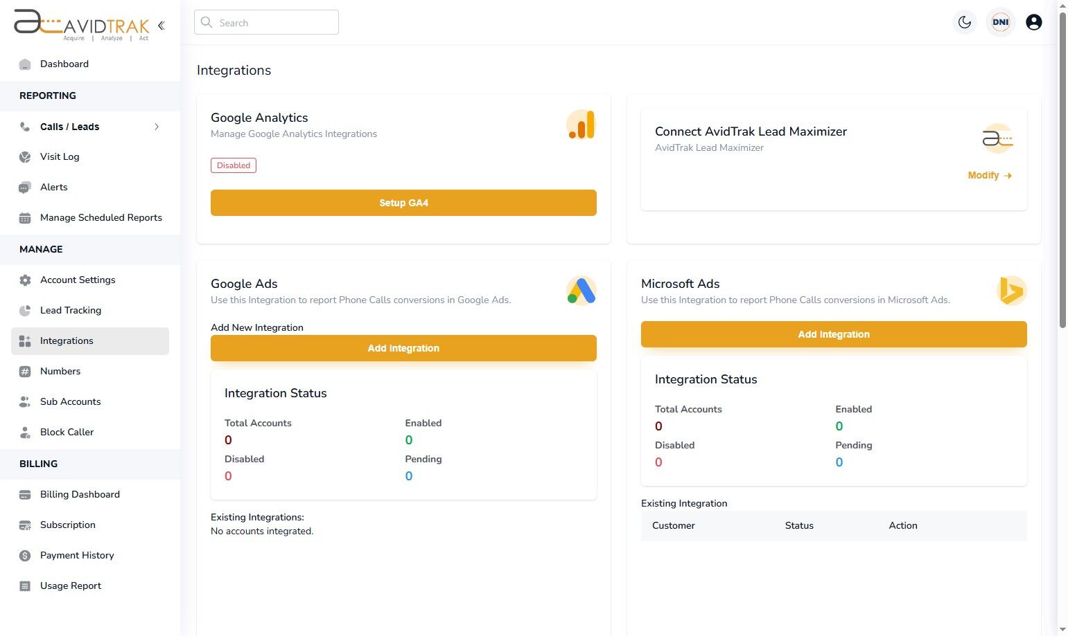 Google Analytics GA-4 Integration in AvidTrak