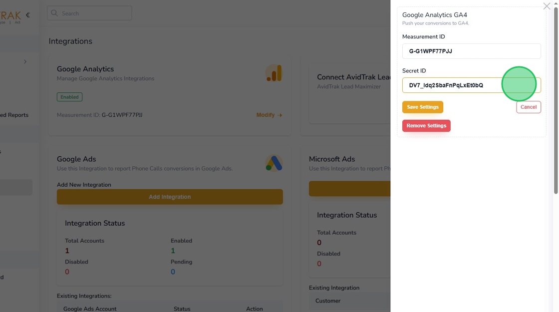Google Analytics GA-4 Integration in AvidTrak