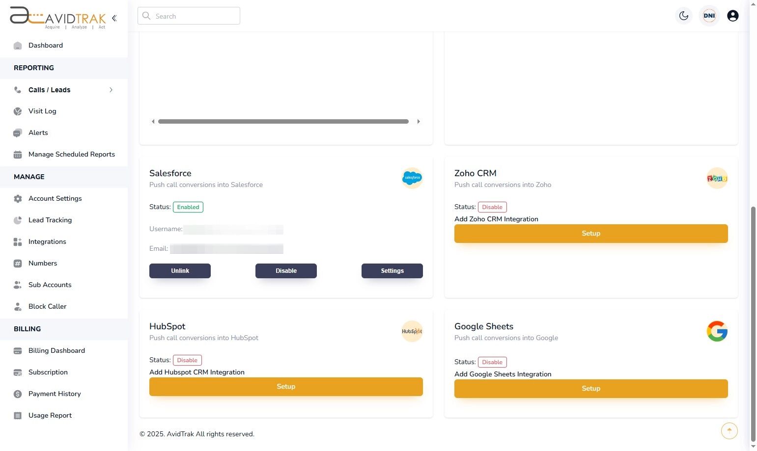 AvidTrak Salesforce Integrations