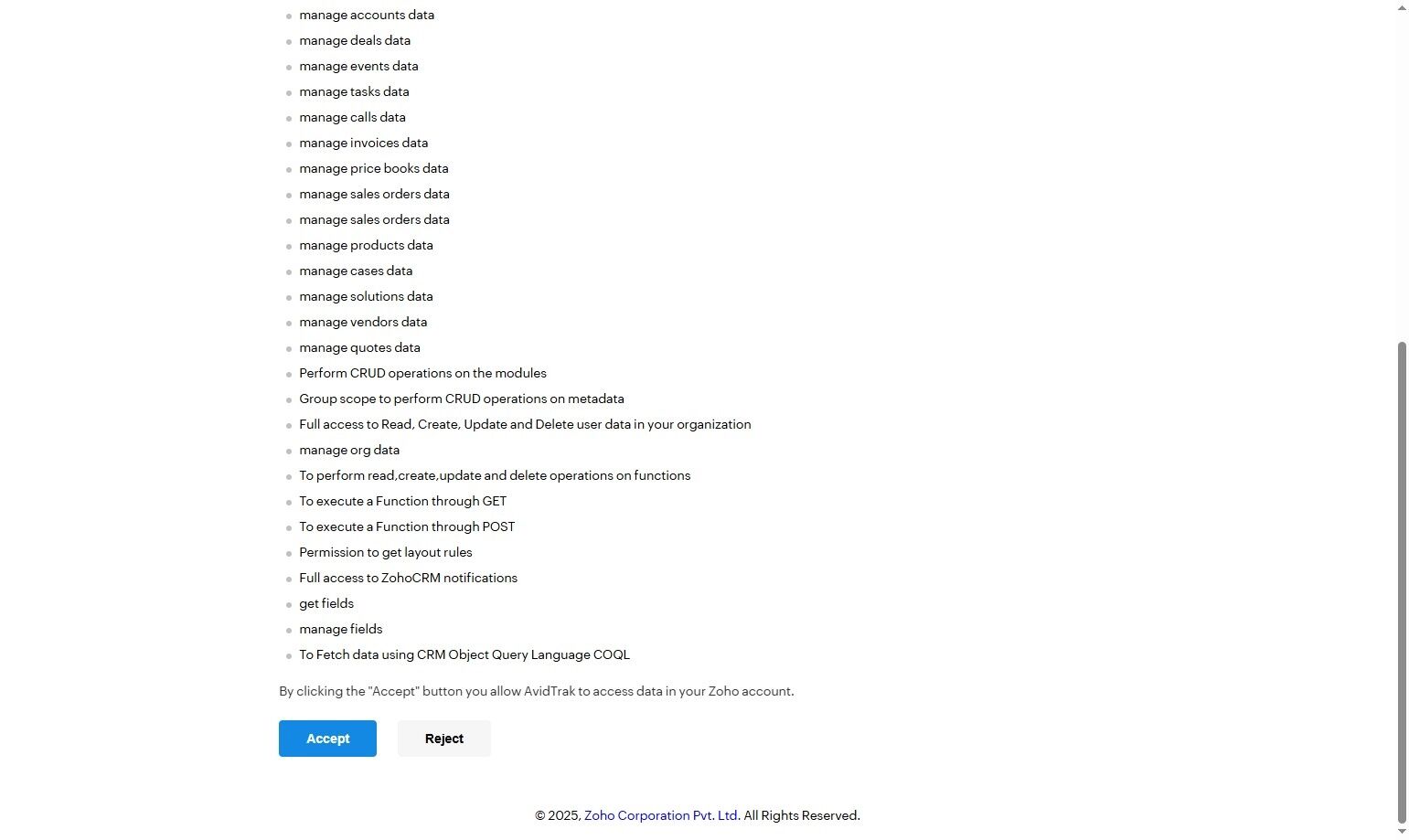 Zoho Integration with Avidtrak