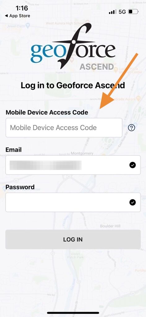 Logging In with Access Code to the Ascend Mobile App – Geoforce