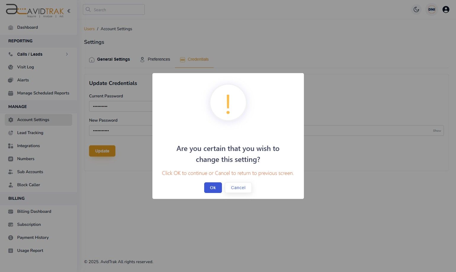 How to Update Your AvidTrak Password