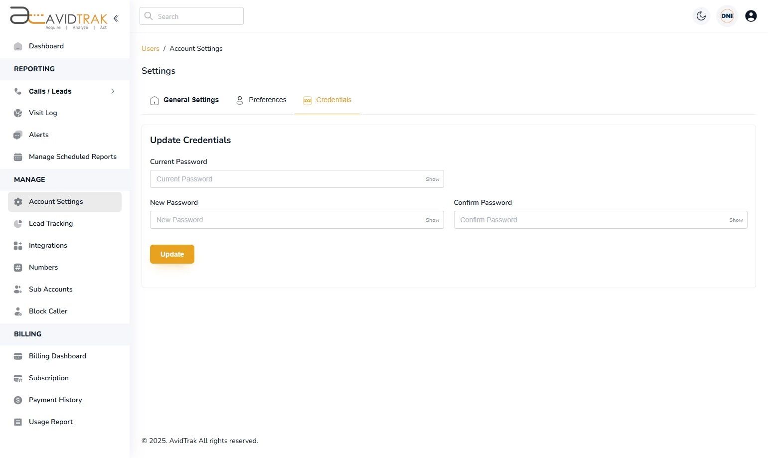 How to Update Your AvidTrak Password
