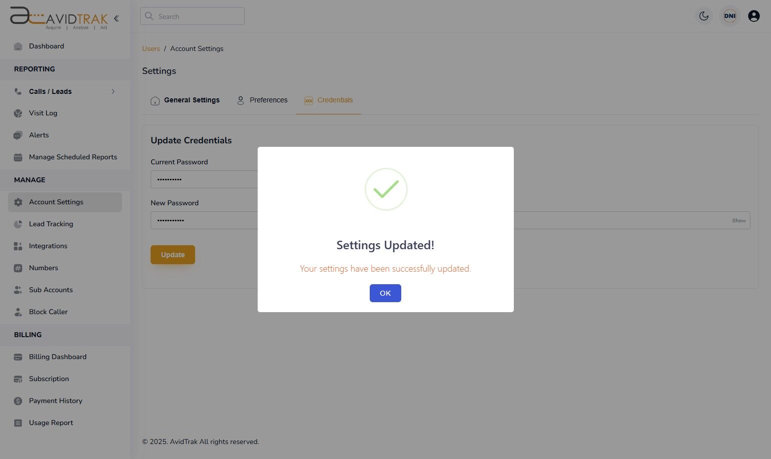 How to Update Your AvidTrak Password
