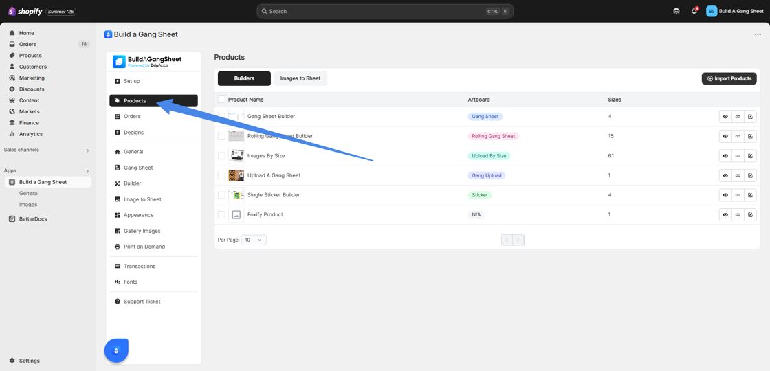 Click Products Tab