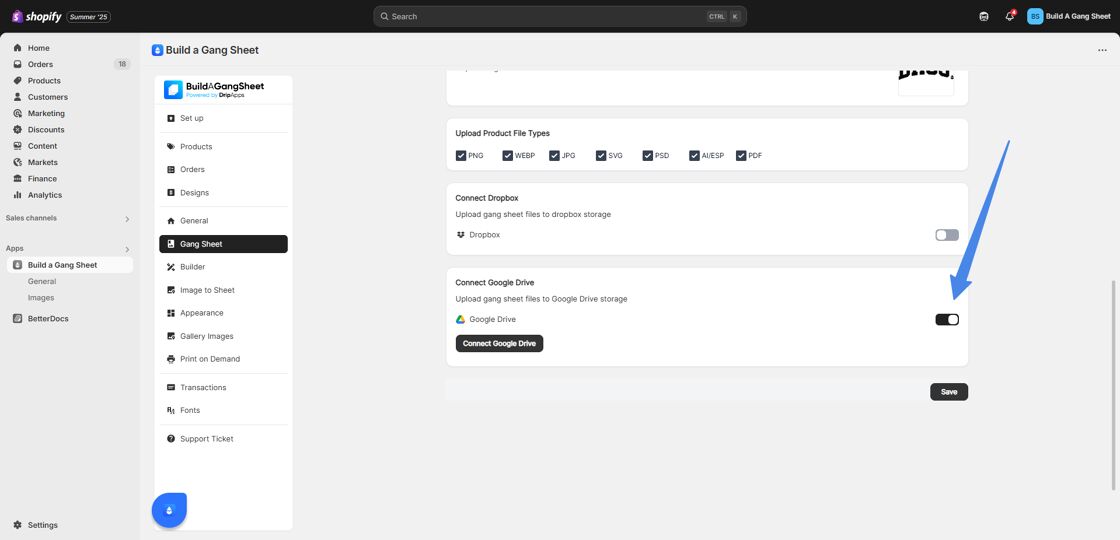 Enable Dropbox and Google Drive