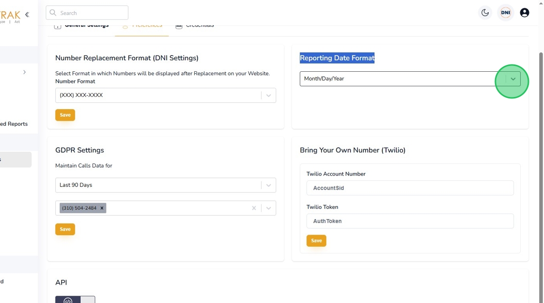 Custom Account Preferences