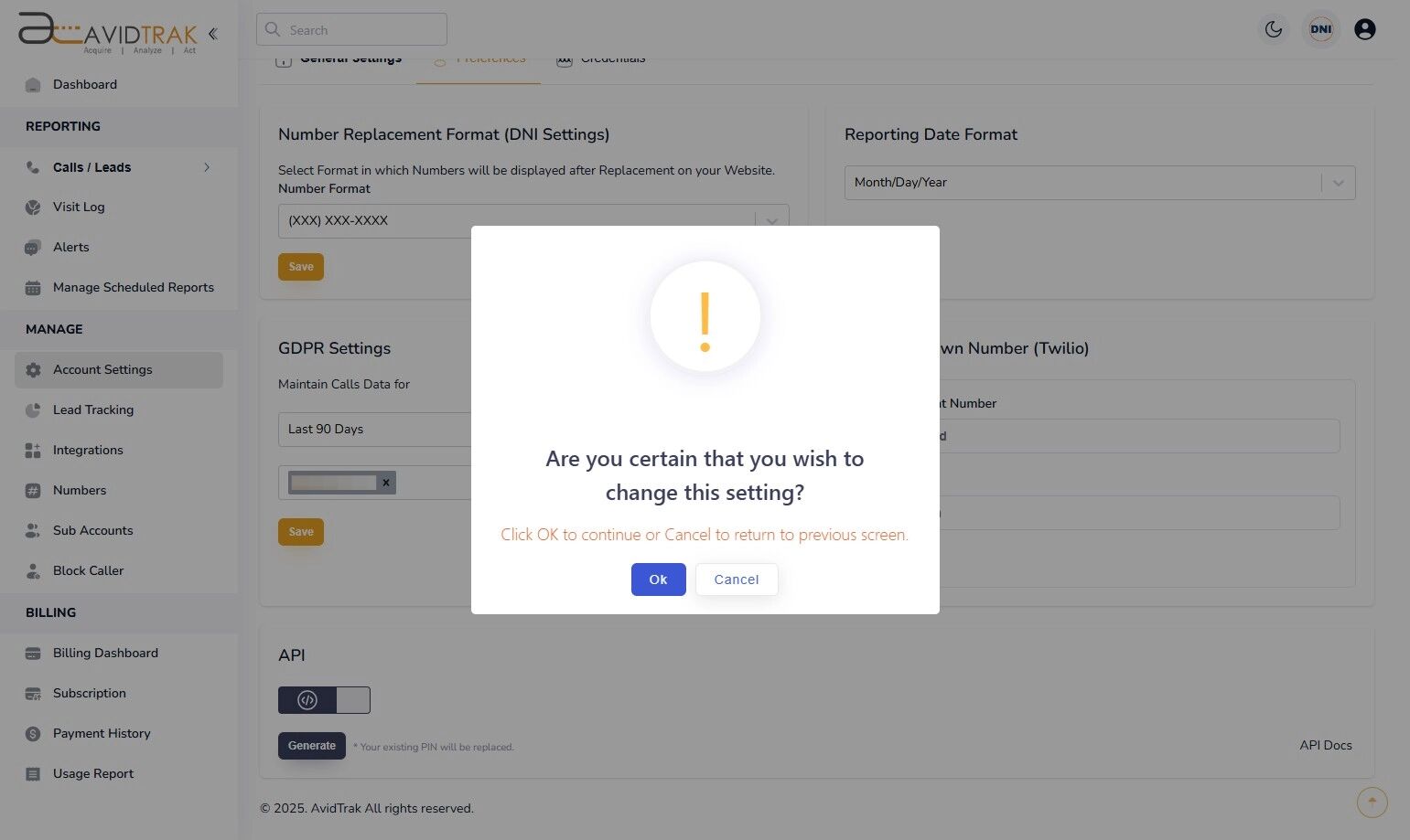 Custom Account Preferences