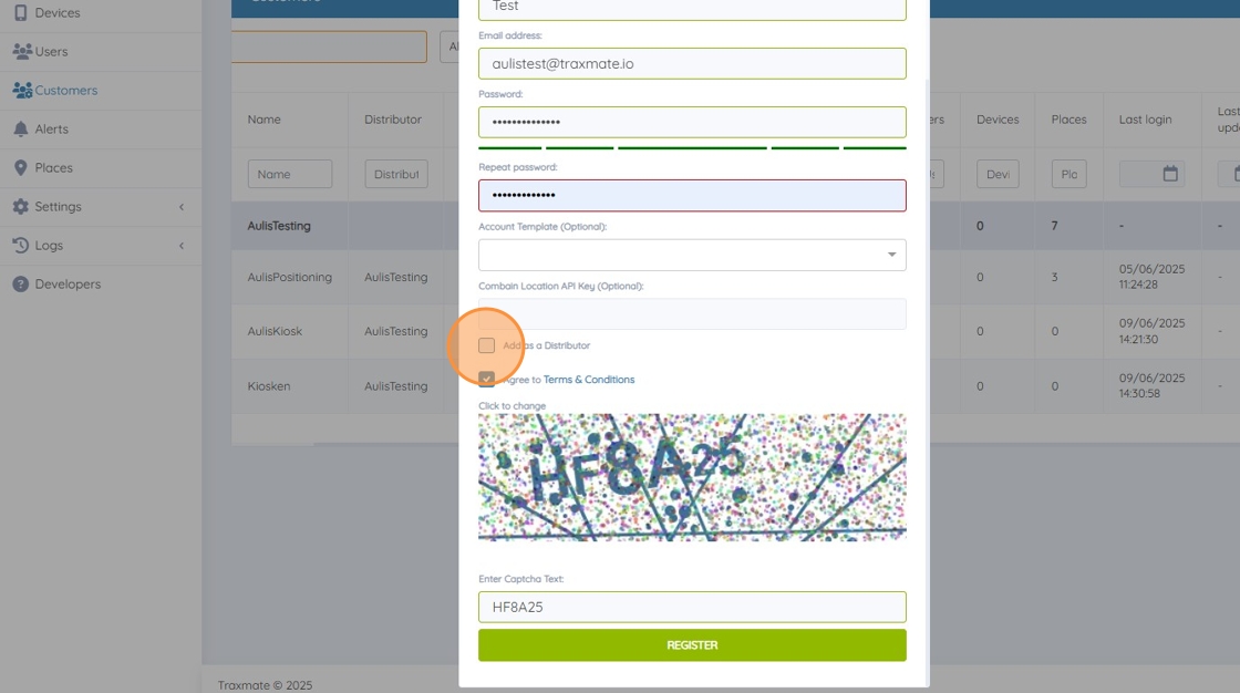 Creating and Editing a Traxmate Customer 5 FB923C standard
