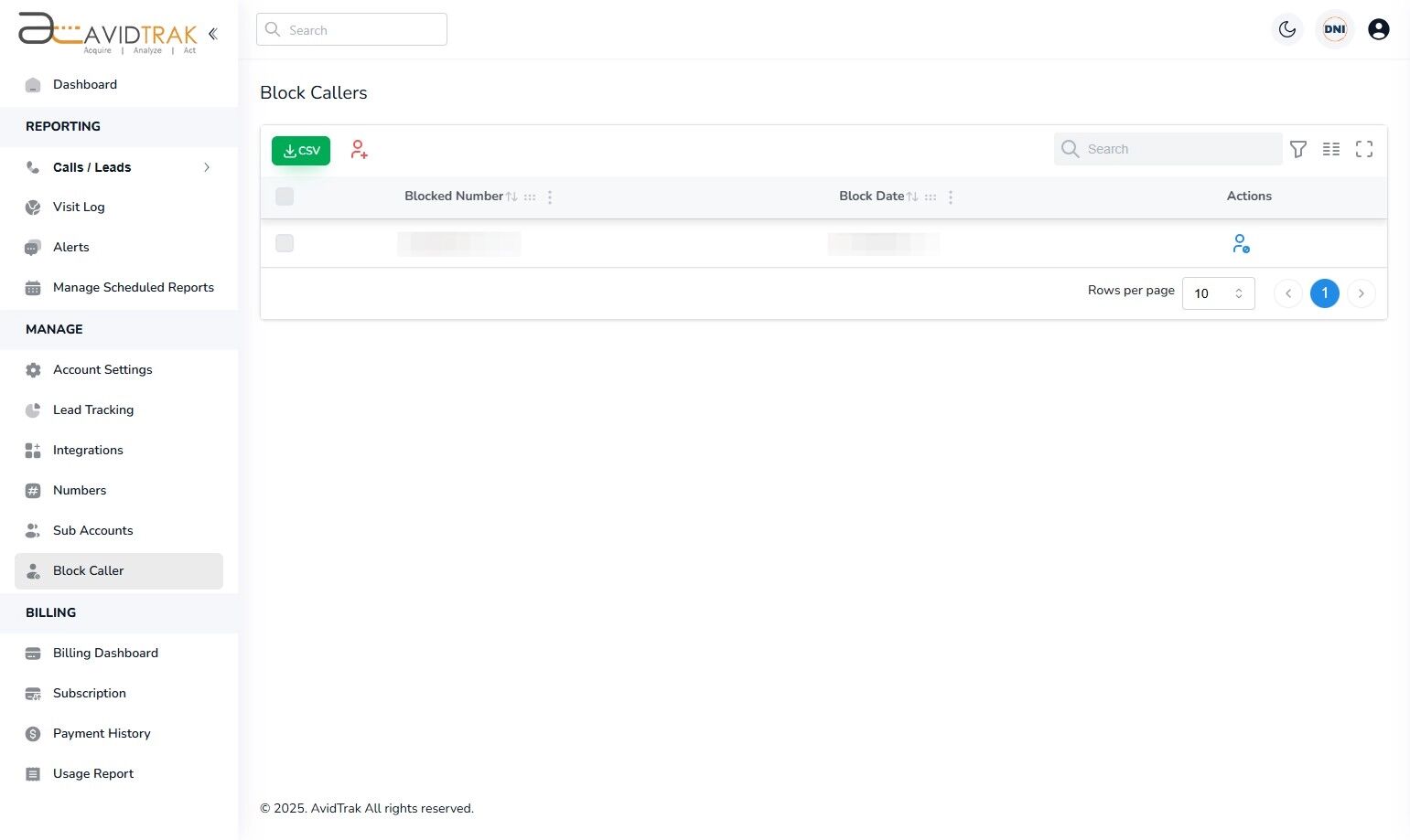 Block Callers Tracking