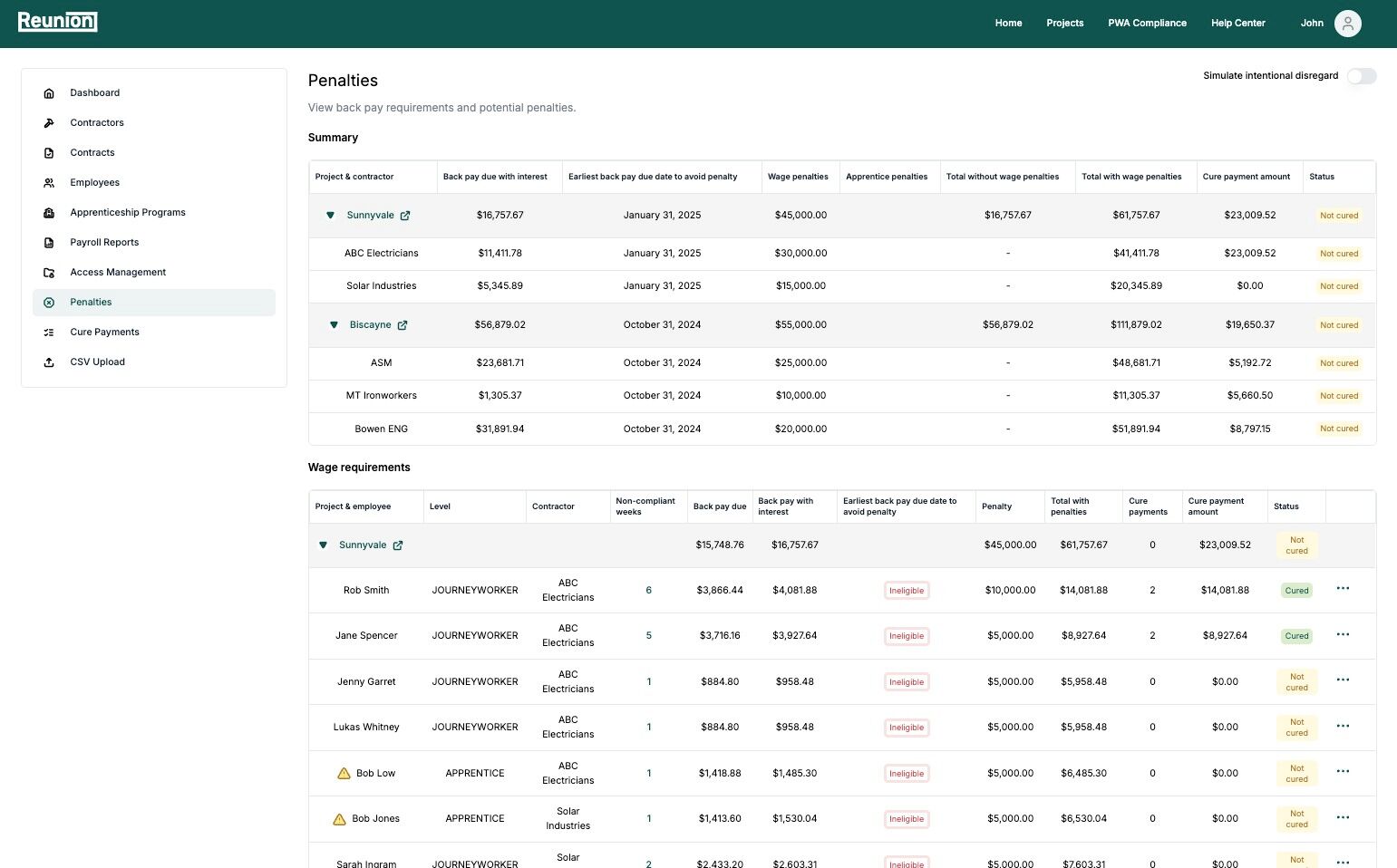 Navigate to Penalties page