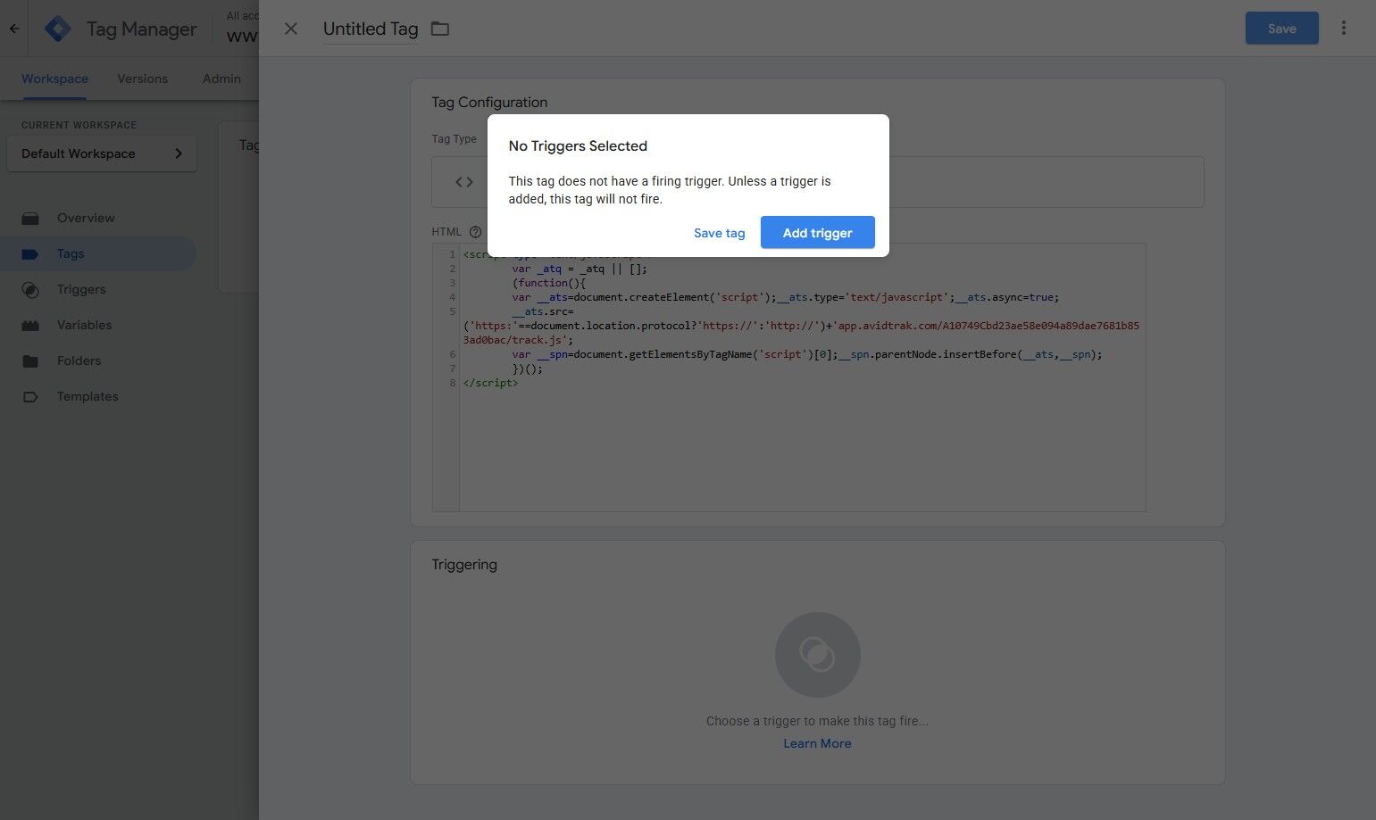 Add trigger for  Google Tag Manager