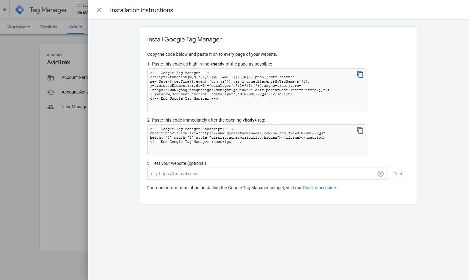Setting Up Google Tag Manager for AvidTrak