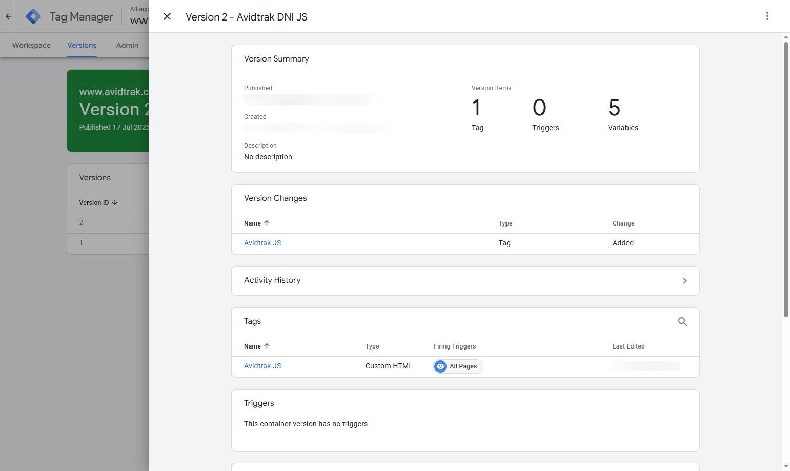 Close Google Tag Manager for AvidTrak