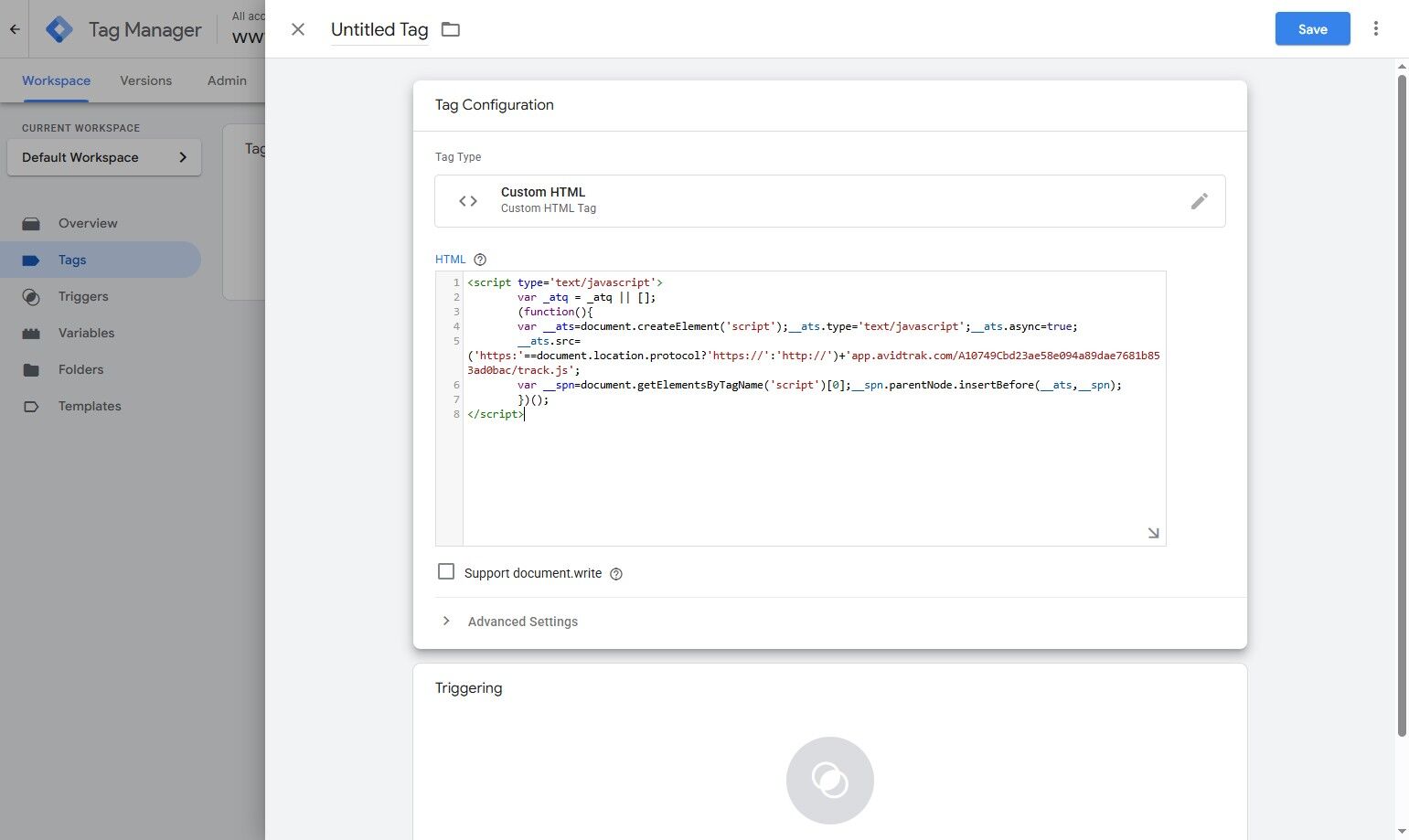 Google Tag Manager Save Button