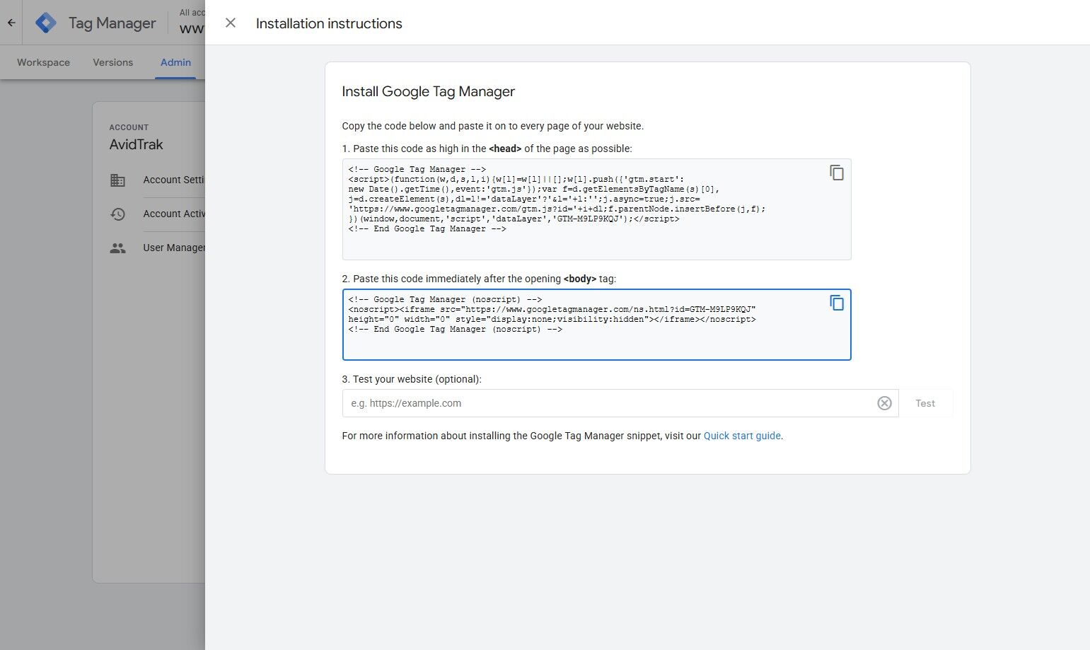 Setting Up Google Tag Manager for AvidTrak