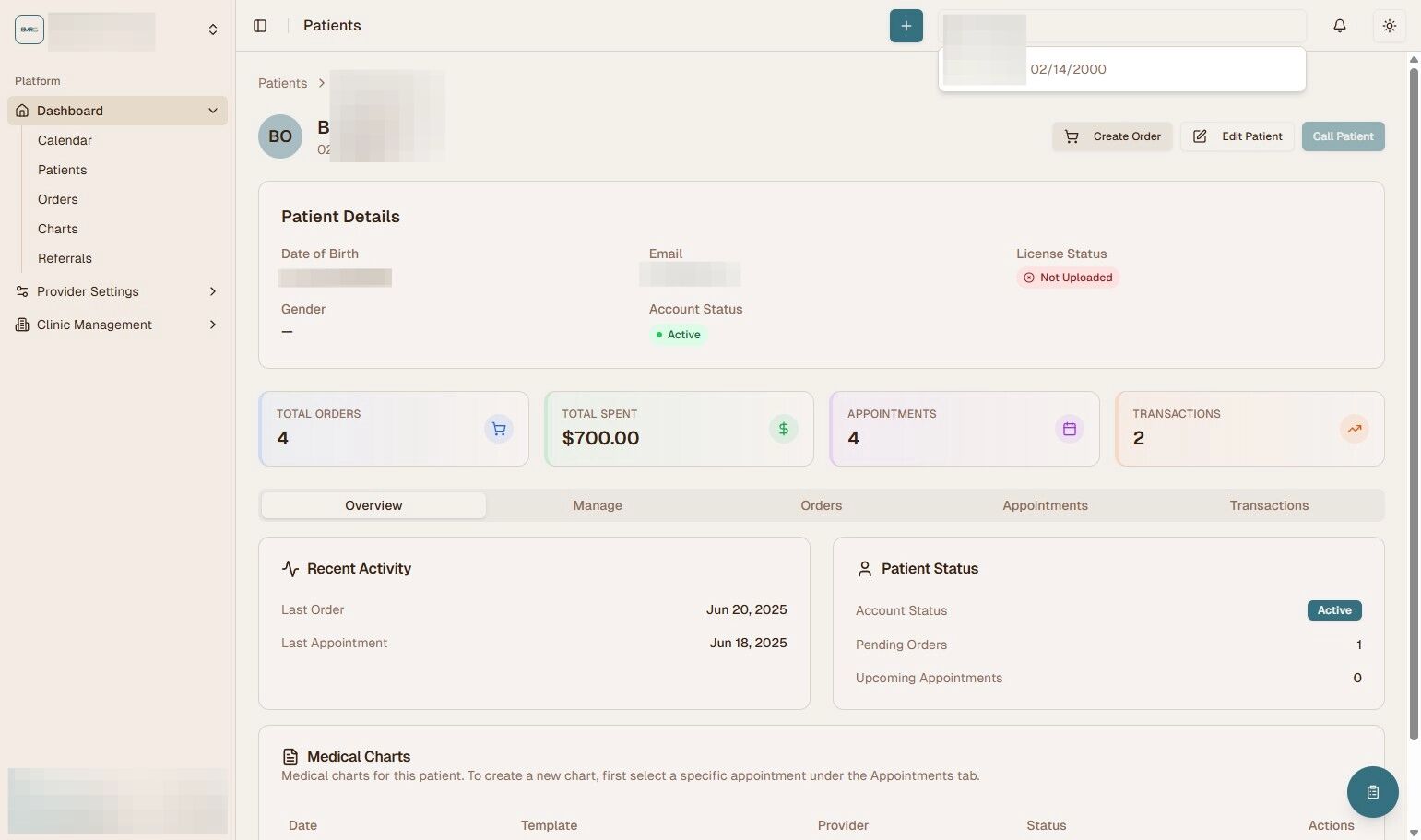 Create Order Button