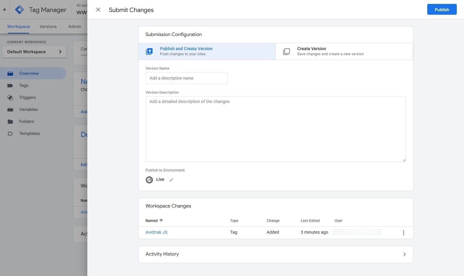 Submission Google Tag Manager for AvidTrak