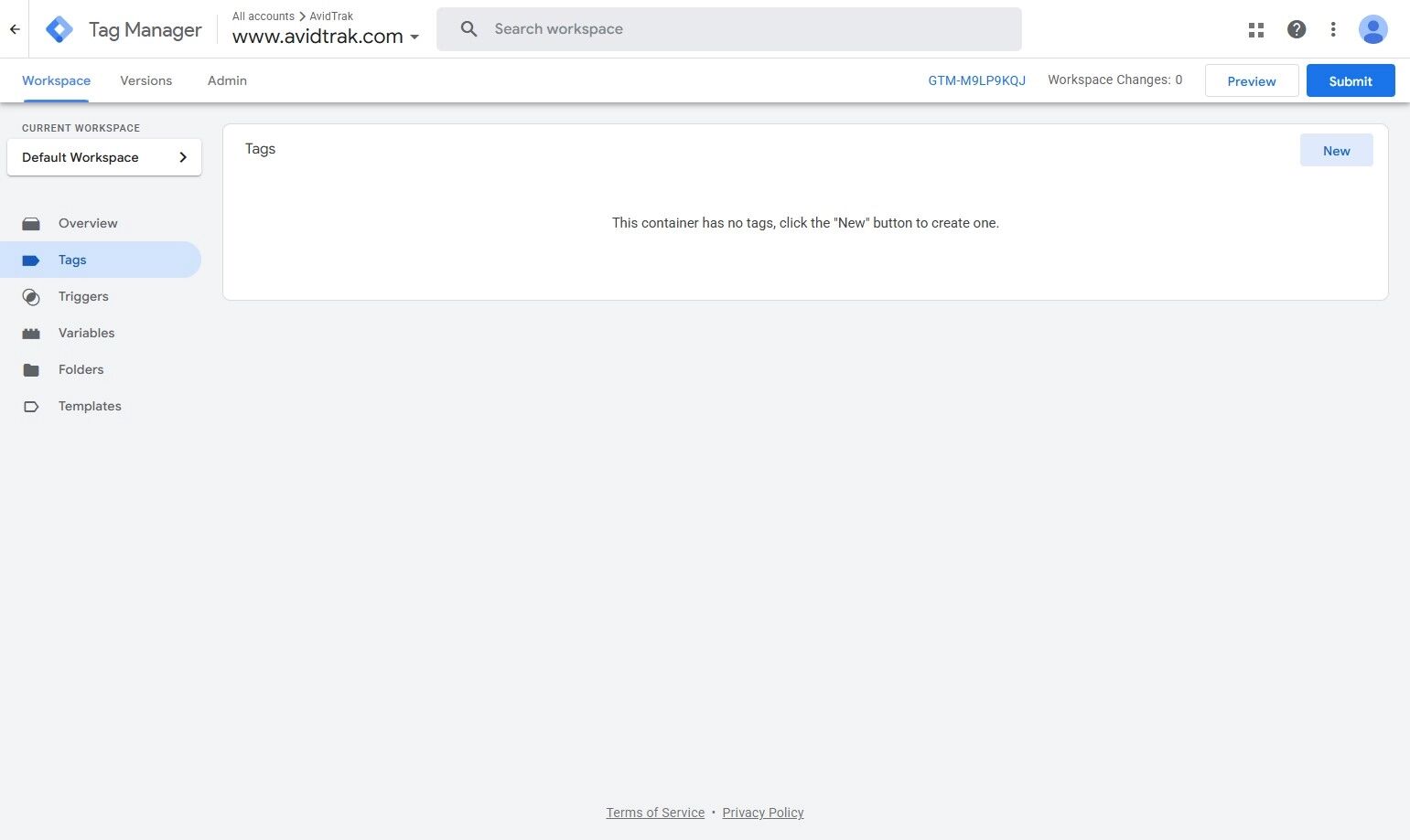 Add new Google Tag Manager for AvidTrak