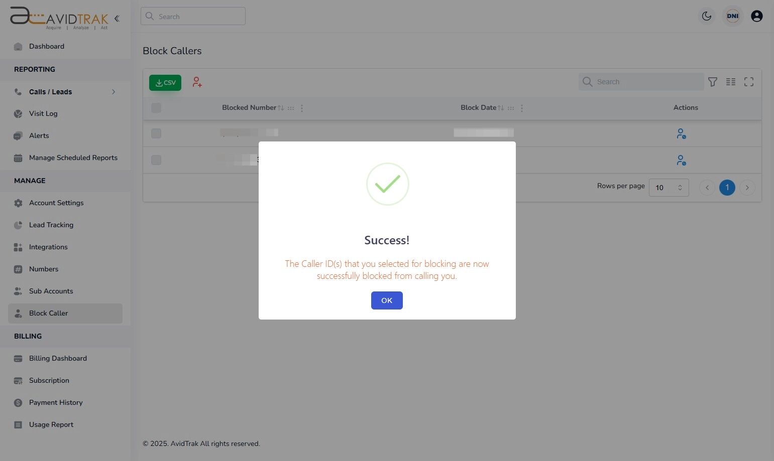 Block and Unblock Telephone Numbers Settings