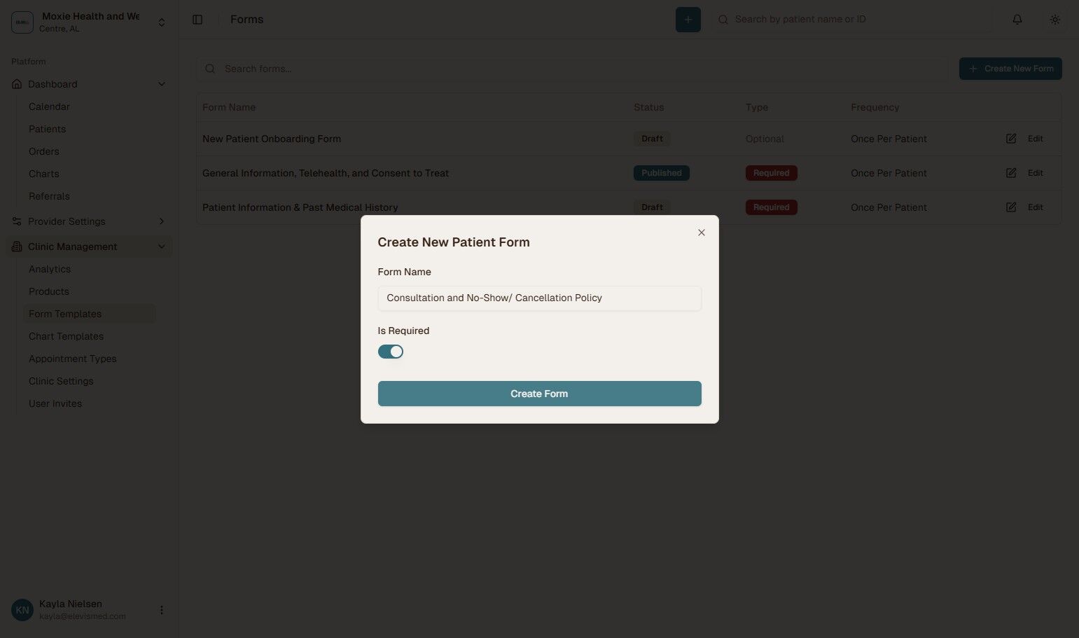 Form Name Entry