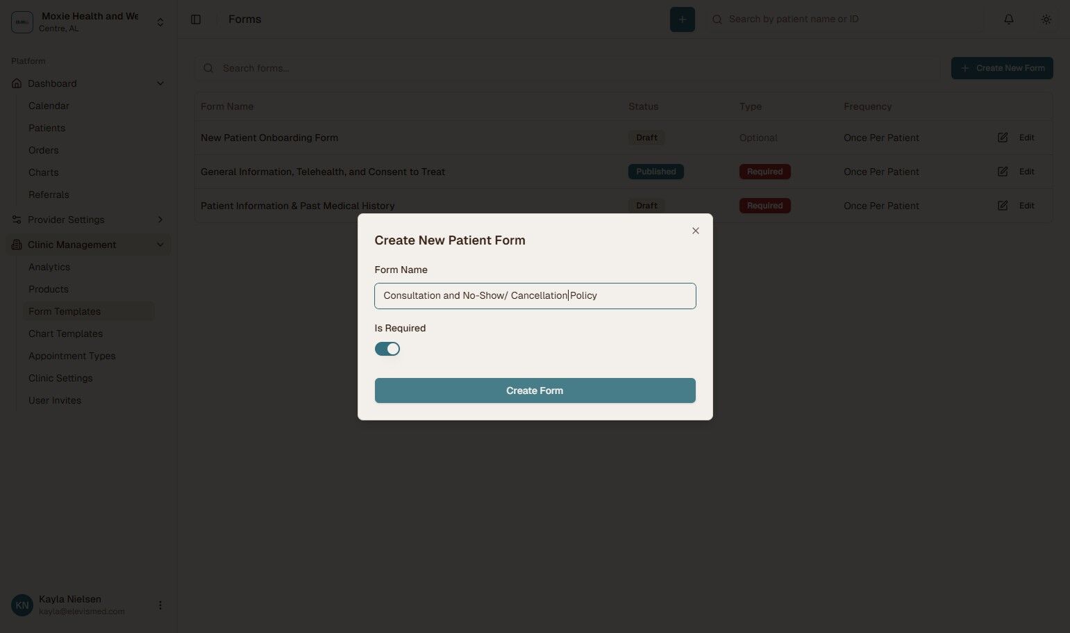 Create Form Button