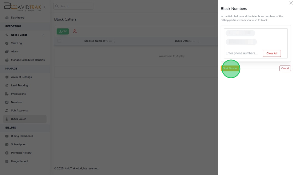 Block and Unblock Callers