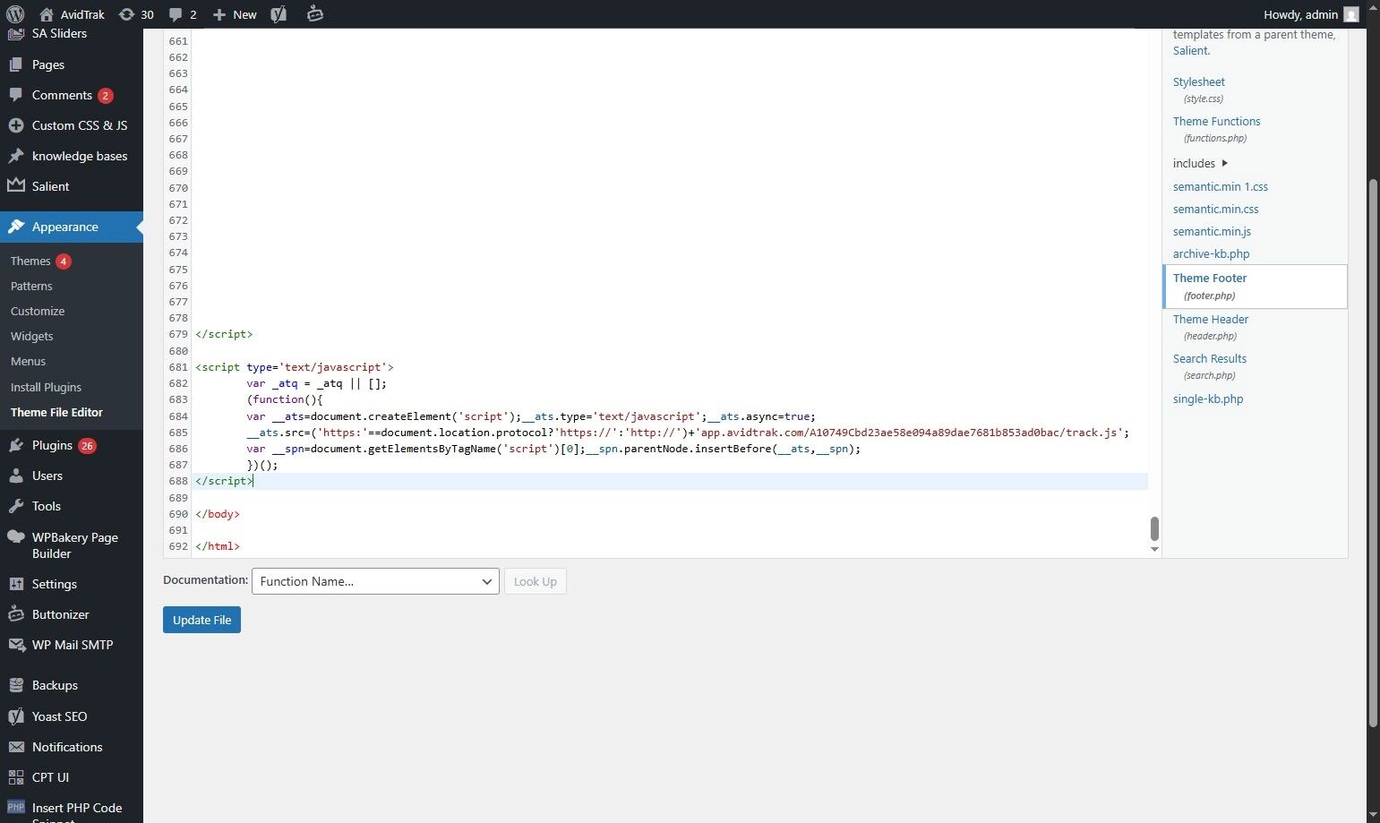 AvidTrak JavaScript wp window