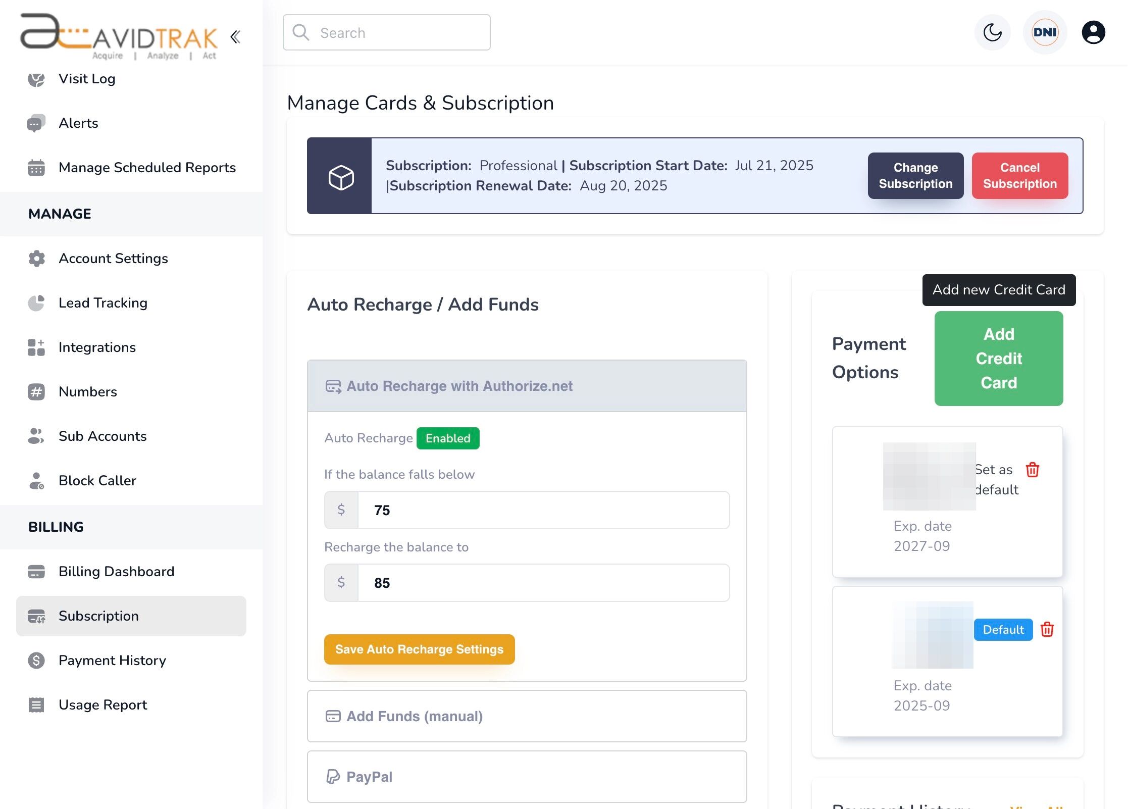 Auto Recharge and Recurring Payments