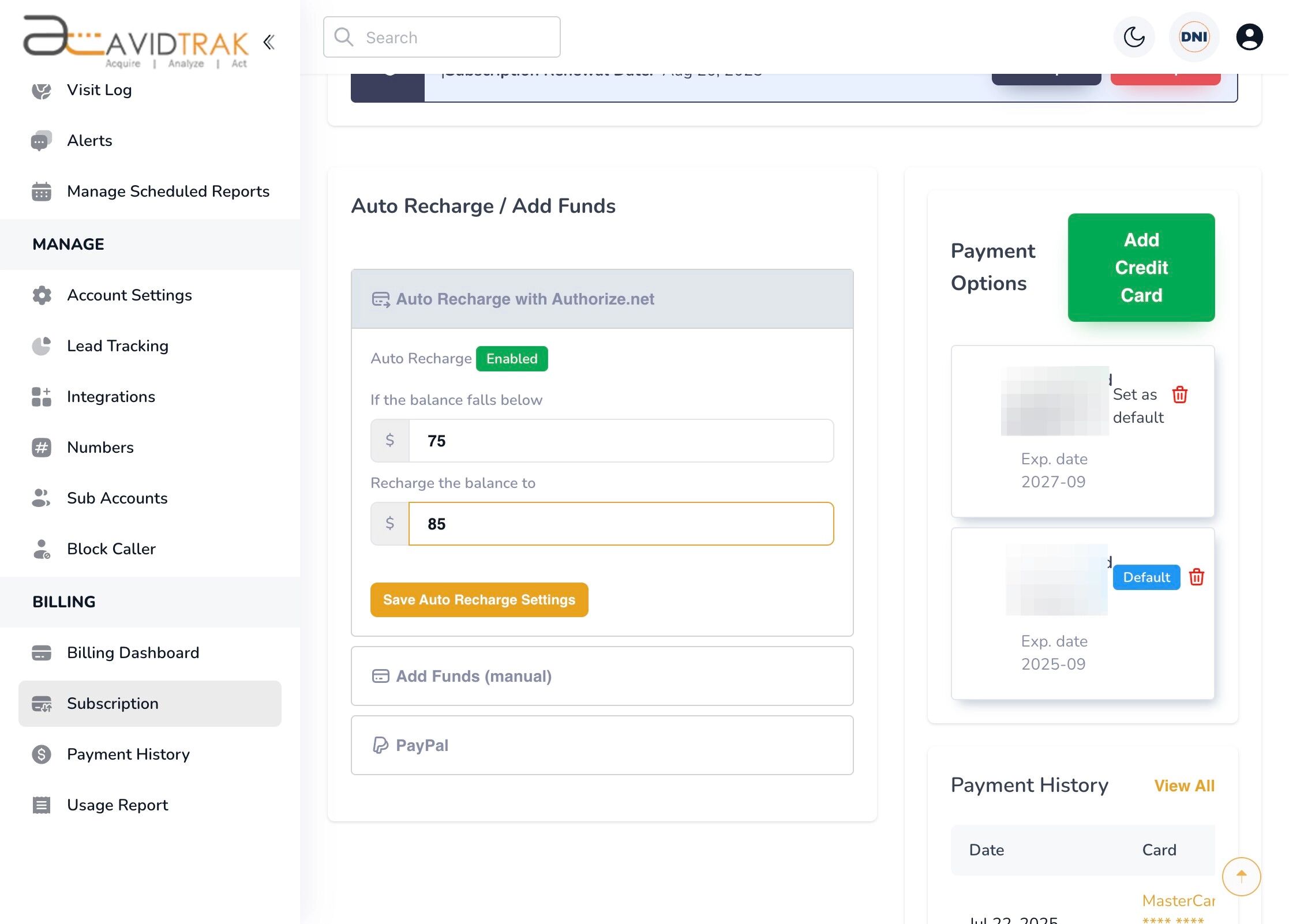 Auto Recharge and Recurring Payments