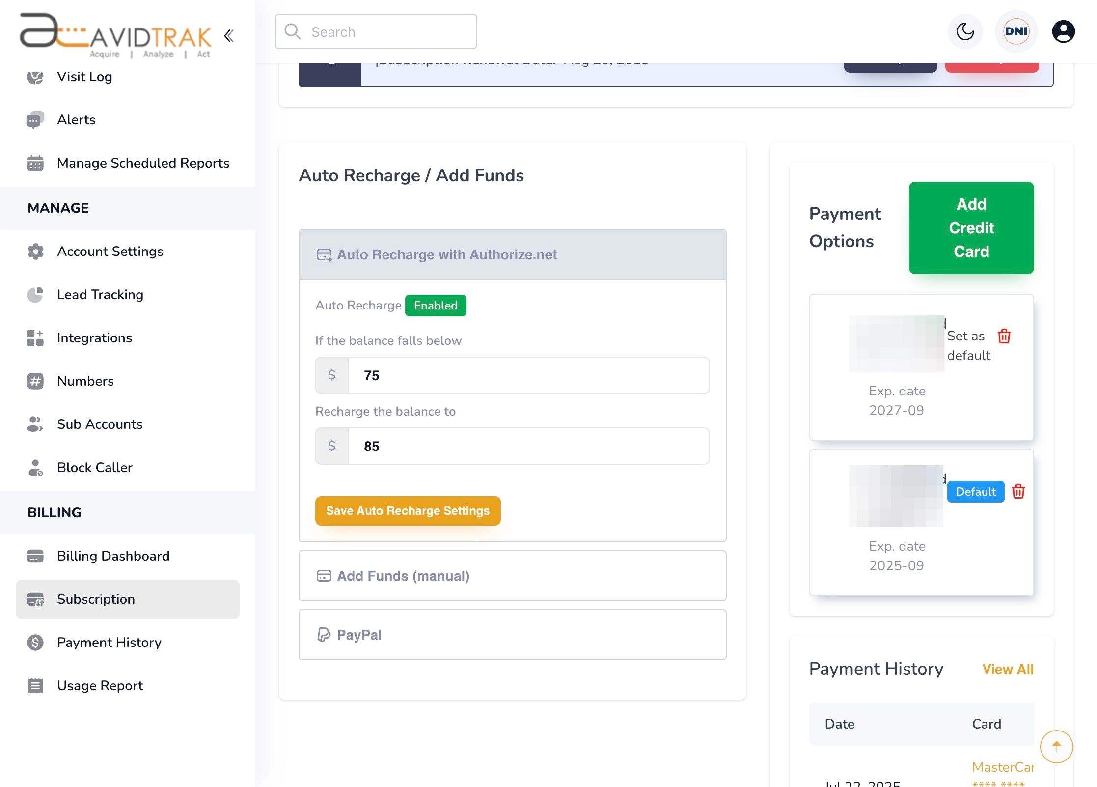 Auto Recharge and Recurring Payments